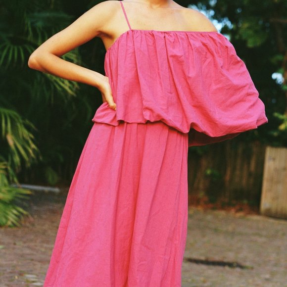 Zara | Dresses | Zara Voluminous Asymmetric Dressfuchsia264407 | Poshmark